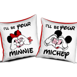 Idea Regalo Cuscino San Valentino – Set Coppia “I’ll Be Your Mickey & Minnie” Amore Iconico