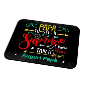 Tappetino Mouse per il Papà – “Papà mio Supereroe” Auguri Colorati